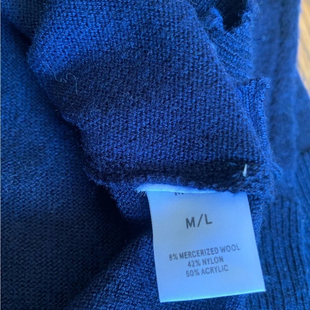 Kerisma wool blend sweater navy blue thin soft distressed edges capsule basic